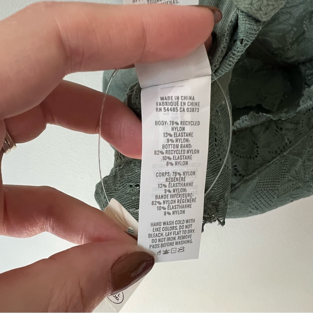 Aerie Anytime Sunflower Lace Padded Plunge Bralette in Green Size L New - Picture 8 of 10